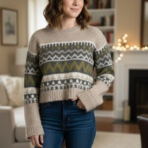 Velvet by graham and Spencer  Knit Sweater 75% alpaca Beige, Gray,green Sz XL